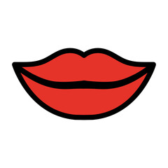 red lips icon silhouette vector isolated on white