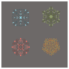 set of floral elements for design