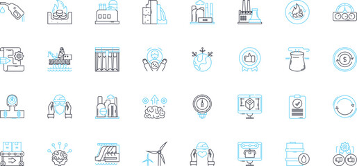 Green technology linear icons set. Solar, Wind, Geothermal, Hydrogen, Biomass, Recycling, Composting line vector and concept signs. Energy-efficient,Sustainable,Electric outline illustrations