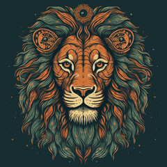 majestic lion with a flowing mane, wise and noble but also playful and affectionate ai generated