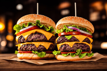 hamburger on black background