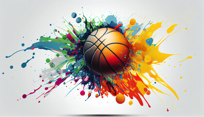 colorful splash with sport ball