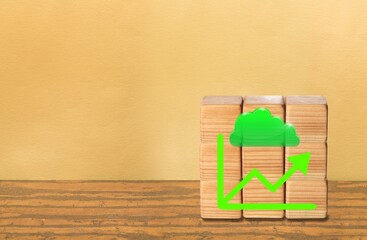 CO2 concept. Green ecology image on wooden cubes