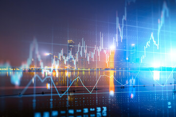 The concept of urban architecture landscape and financial stock market securities real estate trend