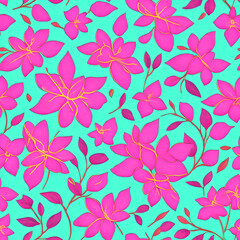 seamless floral background,  A nostalgic Seven Petals Seamless Vector Pattern Design with soft pastel colors and delicate details, rendered2. 