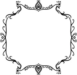 インド風の飾りフレーム。クジャクのデザイン。