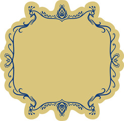 インド風の飾りフレーム。クジャクのデザイン。