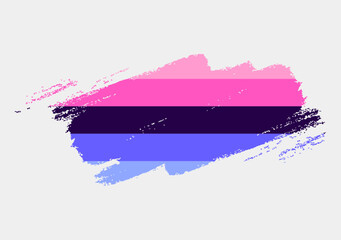 Omnisexual Pride Flag painted with brush on white background. LGBT rights concept. Modern pride parades poster. Vector illustration