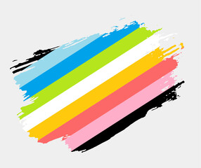 Queer Pride Flag painted with brush on white background. LGBT rights concept. Modern pride parades poster. Vector illustration