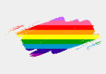 Gilbert Baker Rainbow Pride Flag painted with brush on white background. LGBT rights concept. Modern pride parades poster. Vector illustration