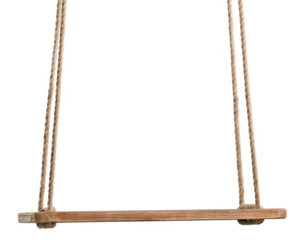 Classic wooden swing on the rope for playing