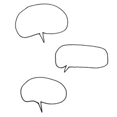 Set of hand drawn speech bubble vector. Design elements for your next project. Black chat bubbles isolated on a white background.