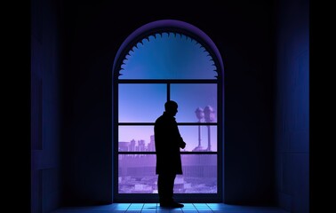 silhouette of a person in the window