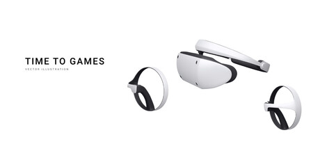 3d realistic virtual reality glasses and gaming controller isolated on white background. Welcome to metaverse concept. Vector illustration © Maksym Kravchenko