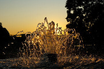 Close-up of a fountain during sunset