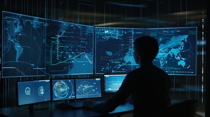 Business man using AI to help and analysis and research finance data. Artificial Intelligence, Futuristic technology
