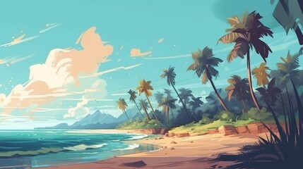 美しいビーチの風景：AI作品
