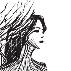 Vector Hand drawn Illustration of a Model head