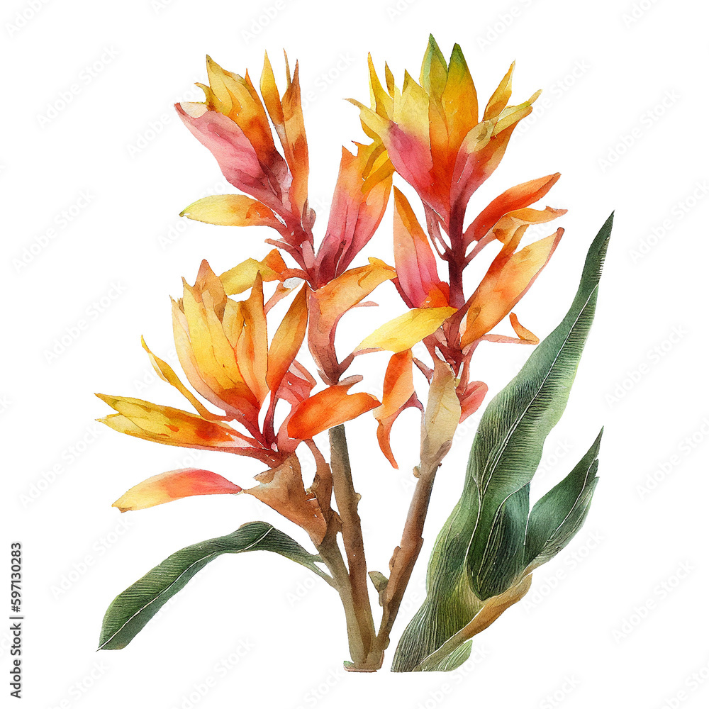 Poster colorful exotic flower branch