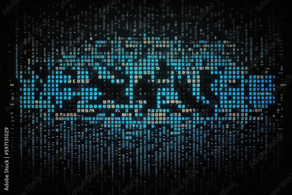 Poster creative illustration on a binary code background