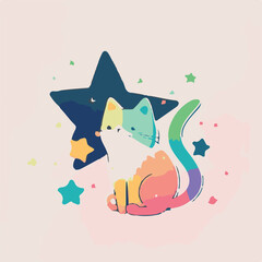 cat , space themed cat , colorful