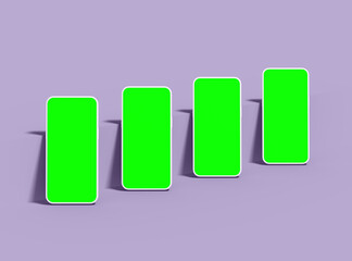 Mockup of a set of unbranded smartphones with Customizable Design for UI/UX Product Showcase. 3D Render