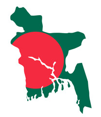 Bangladesh map with flag asian cartography