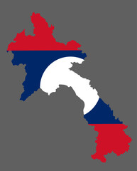 Laos map with flag asian cartography
