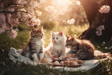 Cats having a picnic