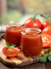 Tomato juice with fresh tomatoes and parsley