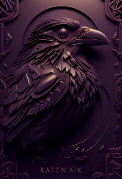 Close Up Black Diamond Gemstone Futuristic Crows Common Raven Bird Gothic Fashion Design, Generative AI 