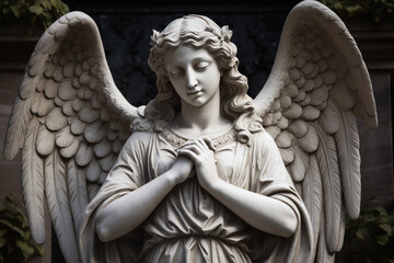 Une magnifique statue d'un ange dans un cimetière » IA générative