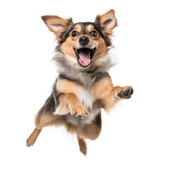 Dog Jumping Isolated White Background