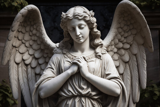 Une magnifique statue d'un ange dans un cimeti&egrave;re &raquo; IA g&eacute;n&eacute;rative