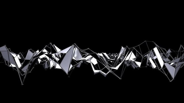 Looped black and white metallic plexus animation.