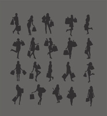 Shopping Girl Silhouettes