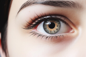 Obraz premium Gros plan sur l'oeil d'une femme brune aux yeux verts » IA générative