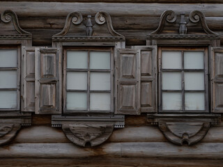 Monument of wooden architecture, wooden buildings on Kizhi Island, Karelia, northern Russia.
