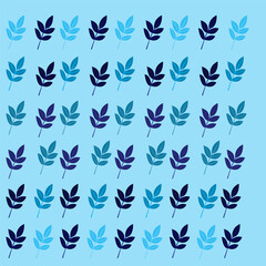 The background pattern of blue leaves is very beautiful and beautiful winter edition