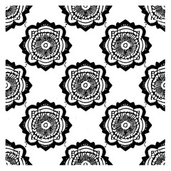 Floral Mandala Pattern Vector Black and White Design