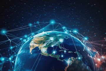 Global starlink or gps satellite communication technology systems for a connected telecommunication digital world. Generative AI.