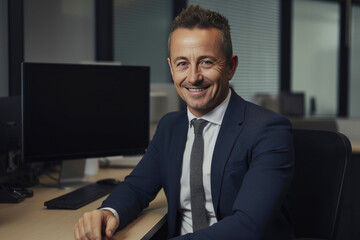 Man in a modern office. Generative AI