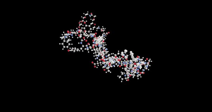 tirzepatide molecule, rotating 3D model of mounjaro, looped video with alpha channel