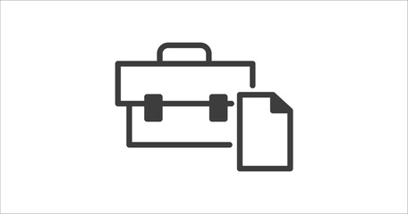 briefcase and document icon. Filled briefcase and document icon from tools and utensils collection. Glyph vector. Editable briefcase and document symbol can be used web and mobile