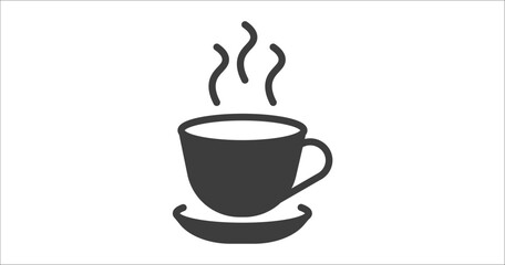 cup of hot coffee icon. Filled cup of hot coffee icon from tools and utensils collection. Glyph vector. Editable cup of hot coffee symbol can be used web and mobile - obrazy, fototapety, plakaty