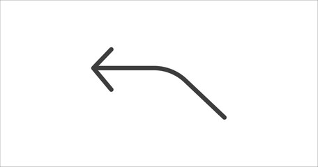 curve left arrow icon. Filled curve left arrow icon from user interface collection. Glyph vector. Editable curve left arrow symbol can be used web and mobile