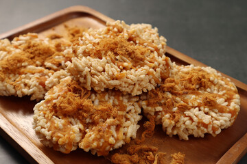 Khaotan - Rice Crispy, a traditional Thai dessert sprinkled with sugar.