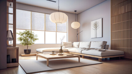Living room for interior architecture with Japan style, Contemporary Japanese style with a focus on minimalism