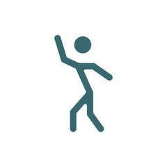 stick man dancing icon. Filled stick man dancing icon from behavior and action collection. Glyph vector isolated on white background. Editable stick man dancing symbol can be used web and mobile