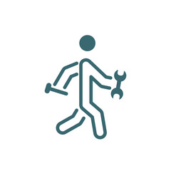 man with tool icon. Filled man with tool icon from behavior and action collection. Glyph vector isolated on white background. Editable man with tool symbol can be used web and mobile